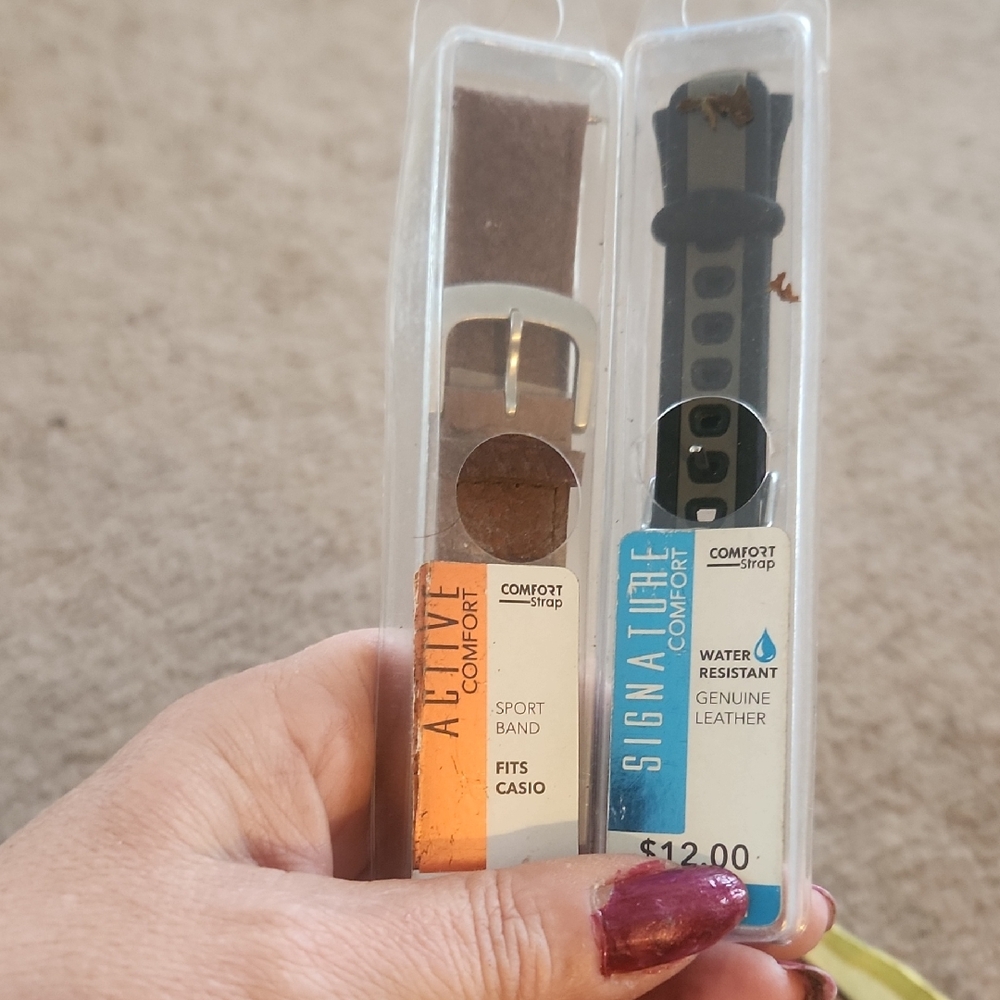 Brown Genuine Leather and Black Sport Band - Fits Casio